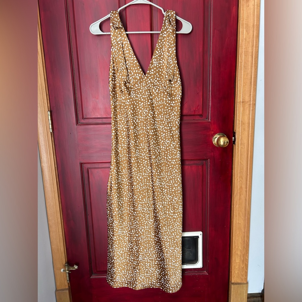 Lucy Paris Dalmatian Print Gold Maxi Dress With Bows on the Shoulders Size XS - Picture 3 of 5
